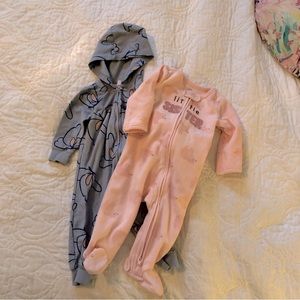 Carters Baby Girl 6 Months Blanket Sleeper and Hooded Jumper Bundle NB